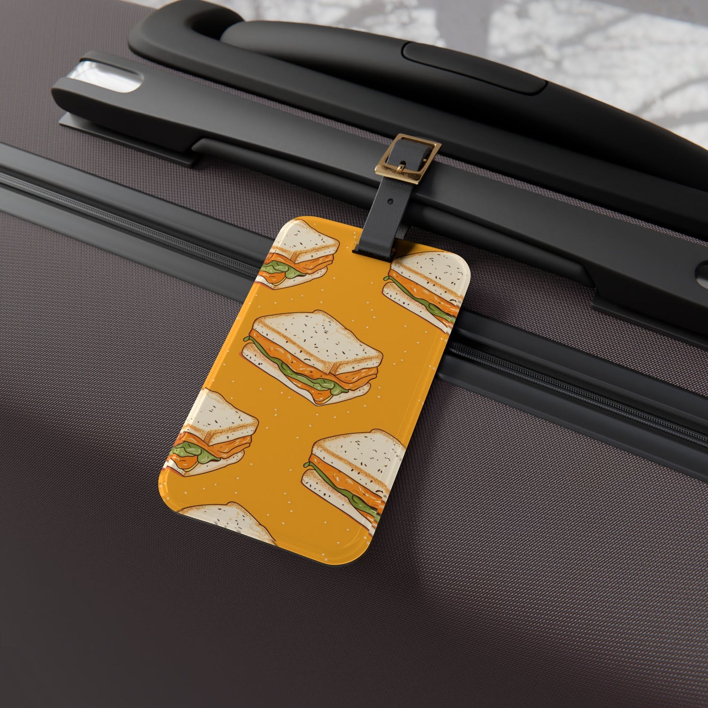 Delicious Cheese Style Sandwich Luggage Tag | Vibrant Food Lovers Travel Accessory | Funny Baggage ID Food Lovers GIft Funny Food Gift