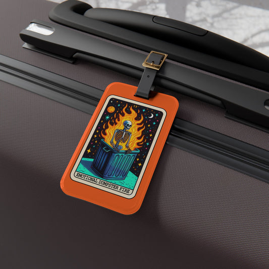 Emotional Dumpster Fire Tarot Card Luggage Tag - Unique Travel Accessory for Those Embracing Chaos - Perfect Baggage ID for Witty Souls