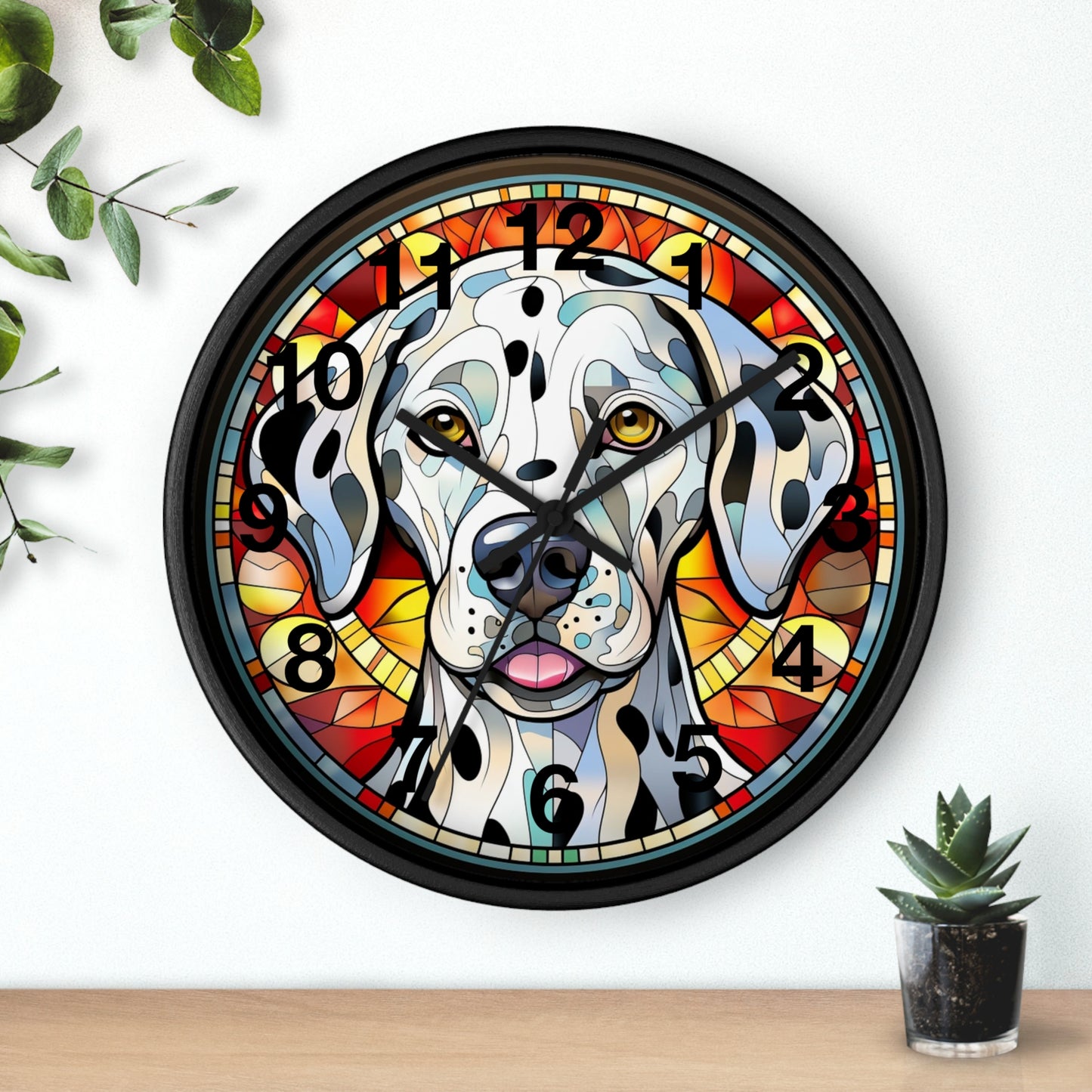 Colorful Stained Glass Dalmatian Wall Clock | Battery Operated | Charming Dog Lover Decor Perfect Gift Dalmatian Fans Whimsical Home Accent