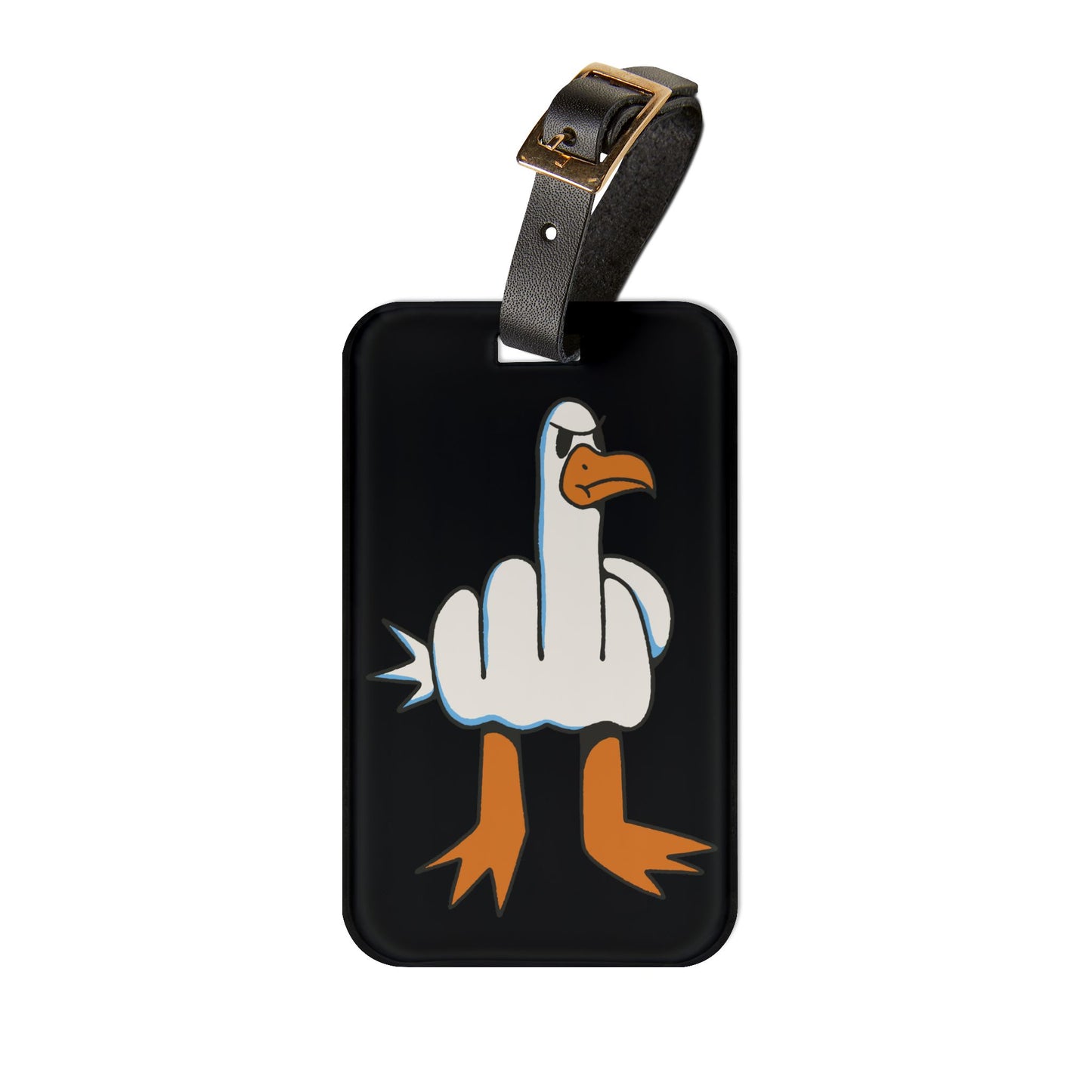 Sassy Seagull Middle Finger Luggage Tag | Funny Bird Gesture Travel Accessory | Sarcastic Beach Baggage ID | Attitude Gift for Bird Lovers