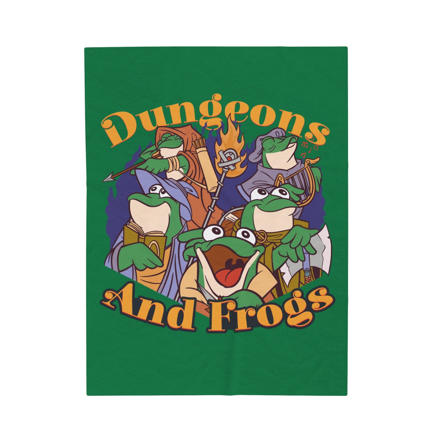 Dungeons and Frogs Velveteen Plush Throw Blanket | Funny Frog Lover Gift | Nerdy Parody Blanket | Fantasy Roleplaying Cozy Amphibian Decor