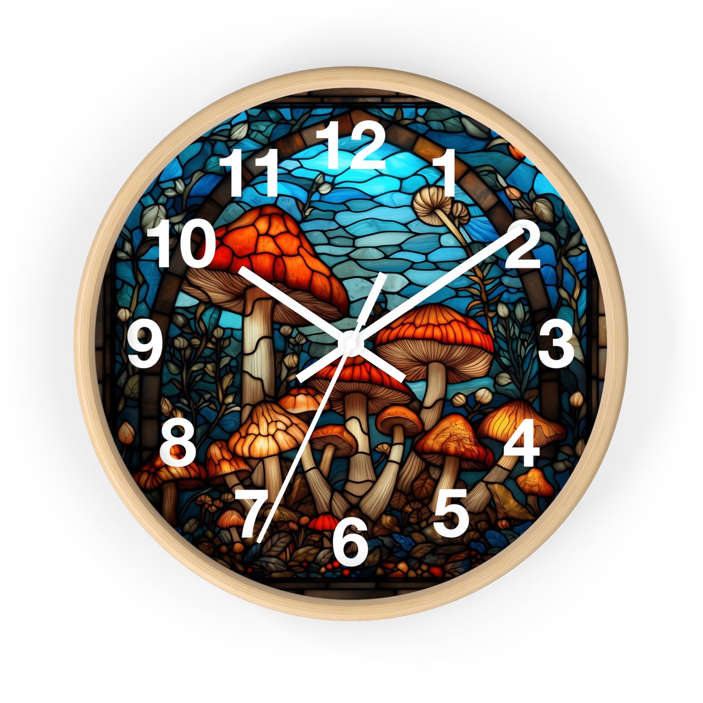 Stained Glass Mushroom Wall Clock | Trippy Shroom Garden Decor | Psychedelic Stain Glass Art | Battery Operated | Unique Gift for Ravers