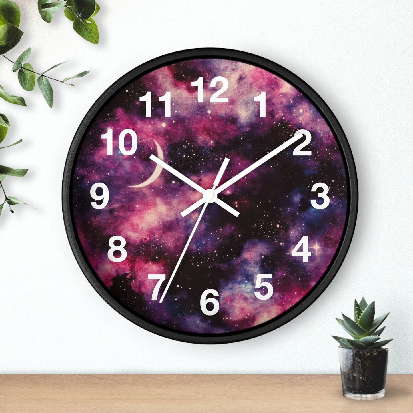 Pink & Black Trippy Galaxy Wall Clock | Space Rave Decor | Battery Operated | Unique Teen Girl Room Decor | Perfect Gift Cosmic Raver