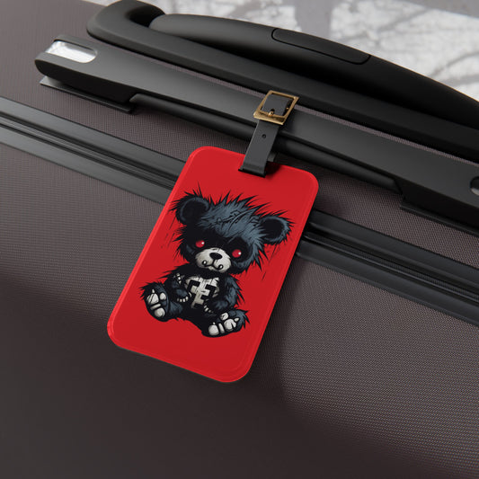 Emo Scary Black Street Bear Luggage Tag | Edgy Urban Travel Accessory | Goth Bear Baggage ID | Perfect for Alternative Fashion Lovers