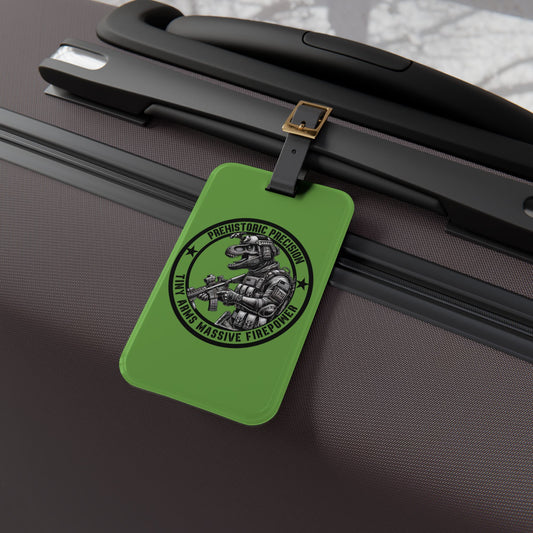 Tactical T-Rex Dinosaur Luggage Tag Prehistoric Precision Baggage ID Funny Dino Military-Inspired Patriotic Gift Tiny Arms Massive Firepower