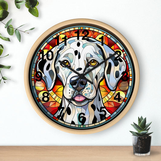 Colorful Stained Glass Dalmatian Wall Clock | Battery Operated | Charming Dog Lover Decor Perfect Gift Dalmatian Fans Whimsical Home Accent