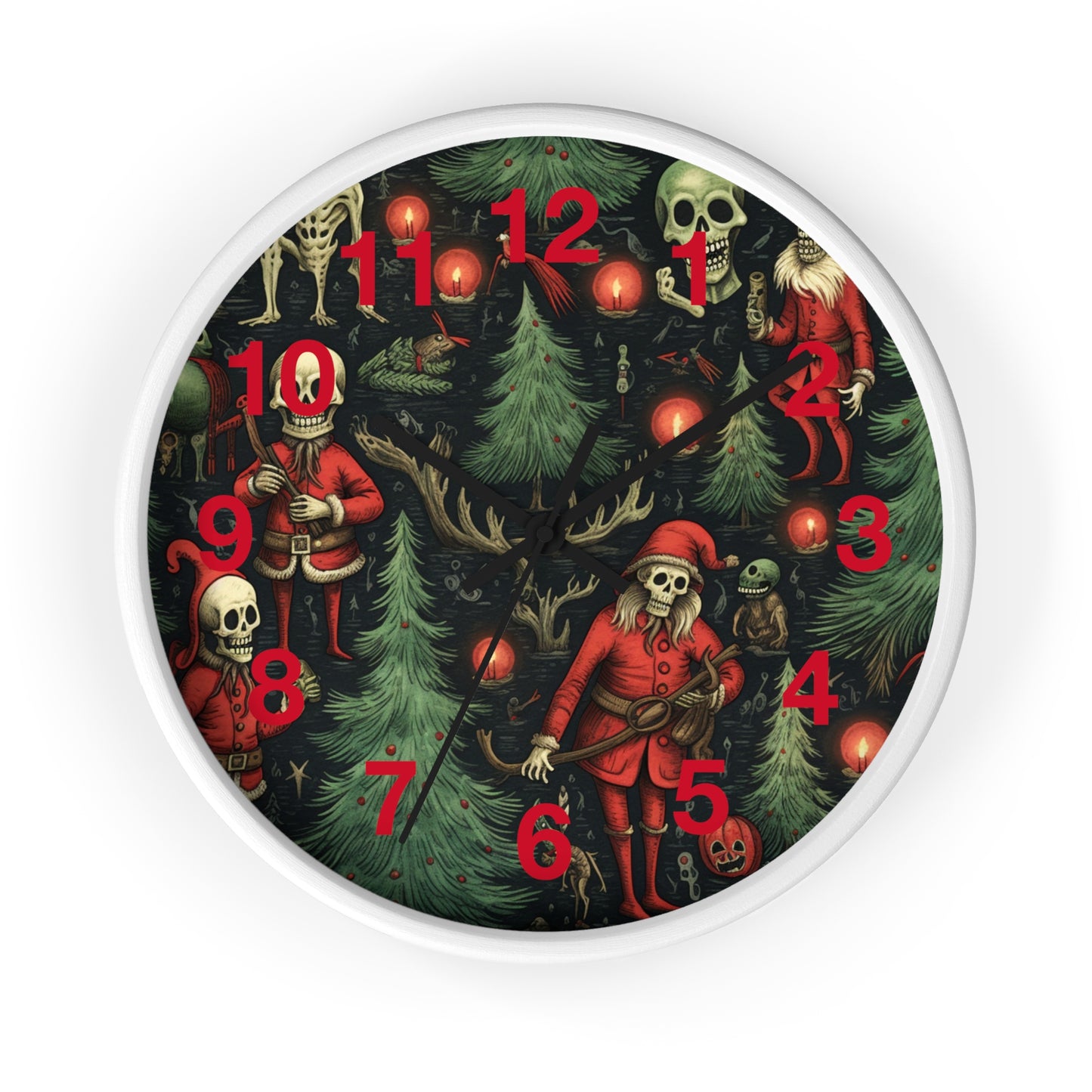 Skeleton Santa Gothic Christmas Wall Clock | Dark Holiday Decor | Battery Operated | Unique Spooky Aesthetic | Perfect Gift for Gothic Lover