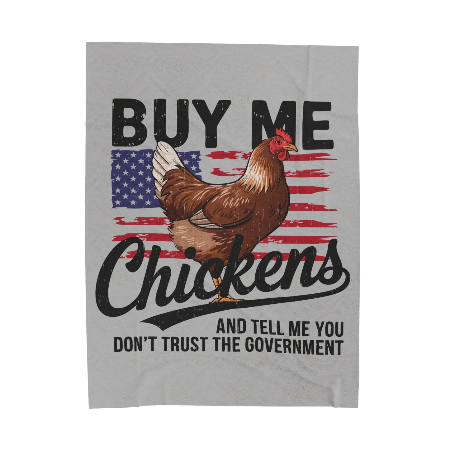 Buy Me Chickens Velveteen Plush Throw Blanket | Funny Chicken Conspiracy Cozy Blanket Homesteader Jokes Chicken Lover Gift Chicken Decor