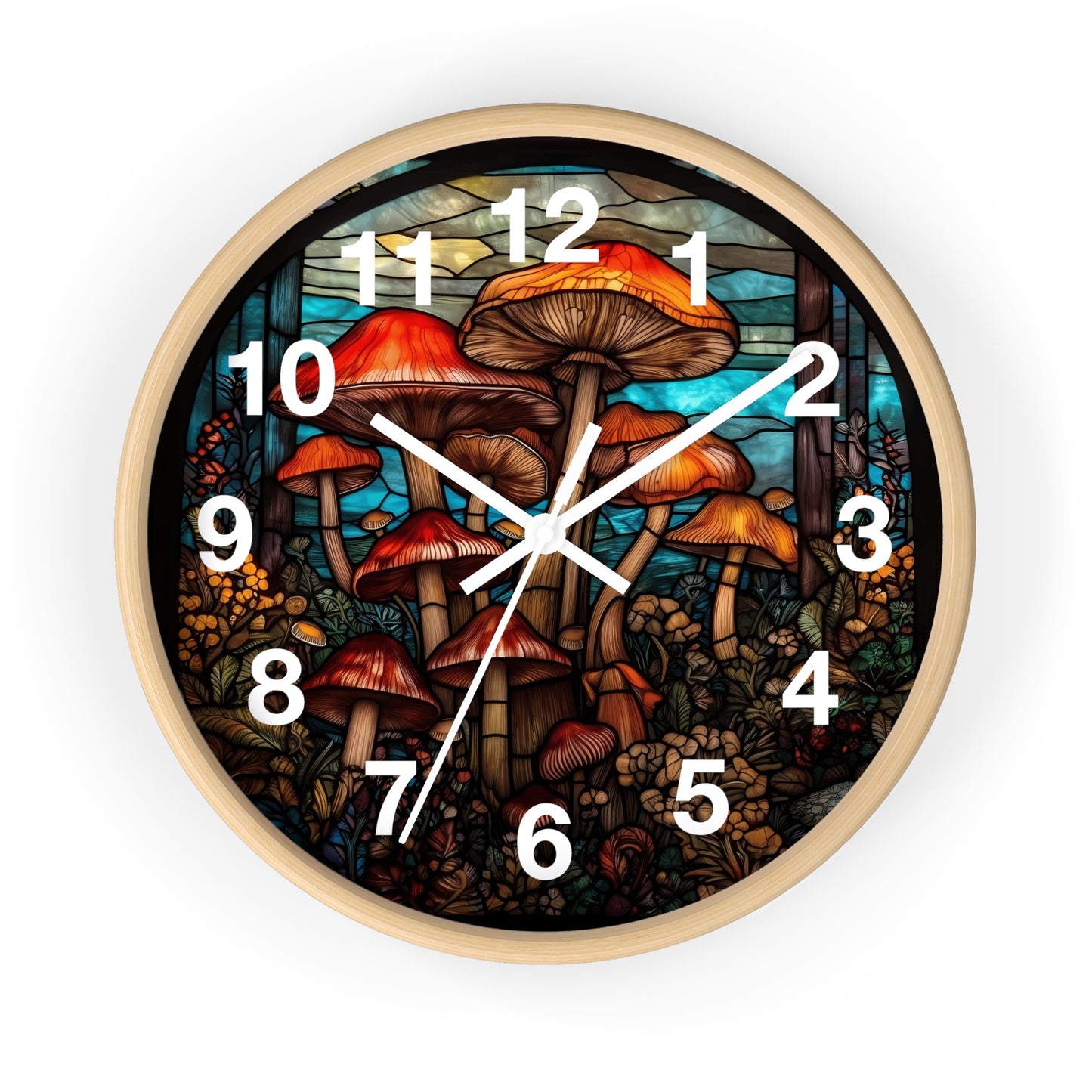 Stained Glass Mushroom Wall Clock | Trippy Rave Shroom Decor | Stain Glass Garden Aesthetic Battery Operated Unique Gift Psychedelic Lovers