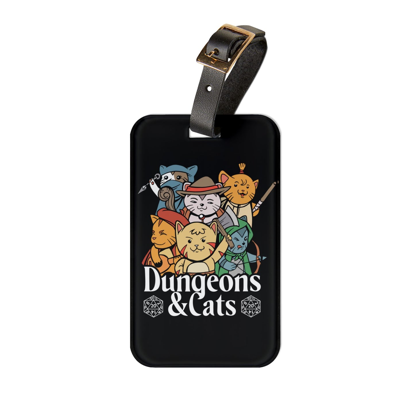 Dungeons and Cats Luggage Tag | Funny Cat Lover Baggage ID | Nerdy Parody Travel Accessory | Fantasy Roleplaying Gift for Feline Fans