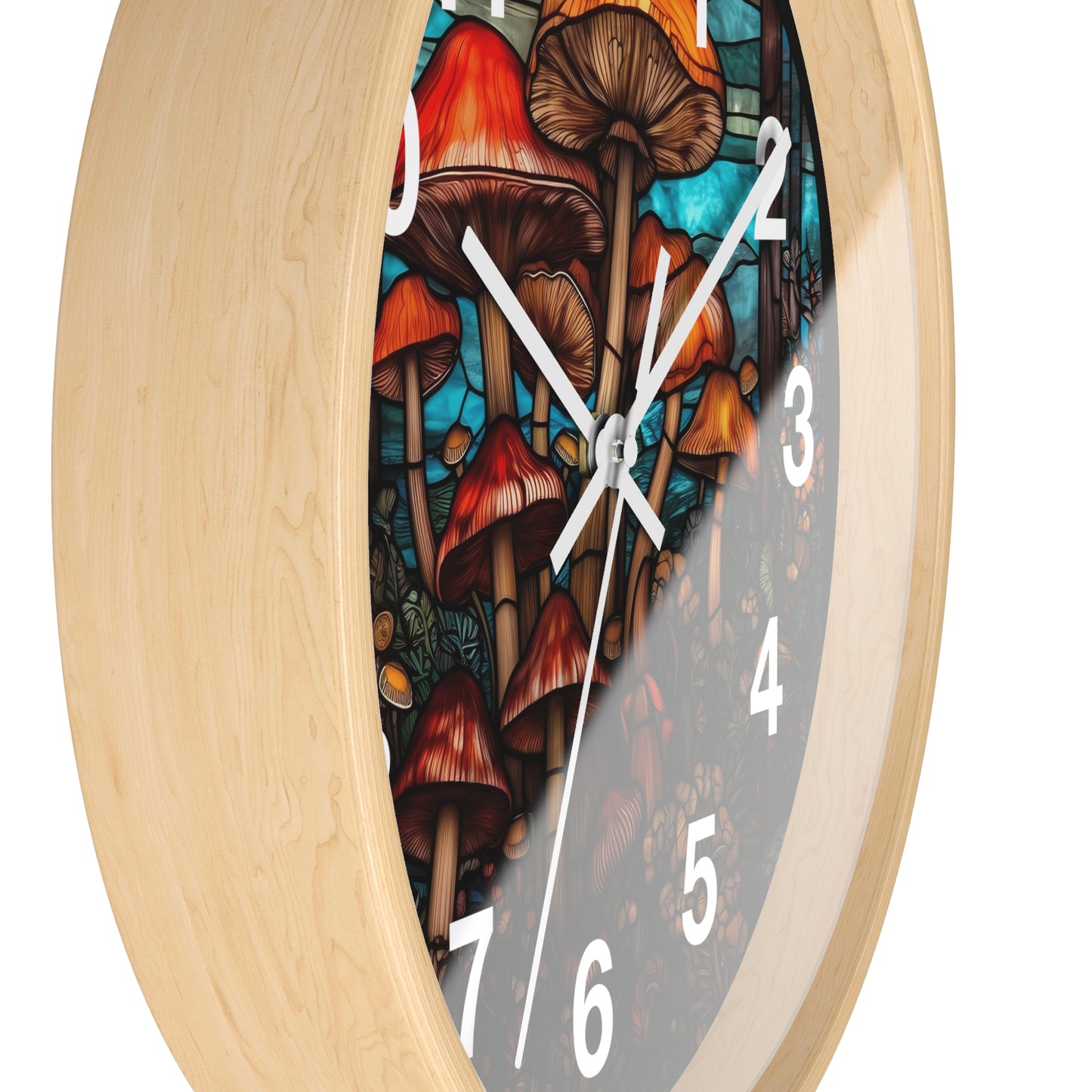 Stained Glass Mushroom Wall Clock | Trippy Rave Shroom Decor | Stain Glass Garden Aesthetic Battery Operated Unique Gift Psychedelic Lovers