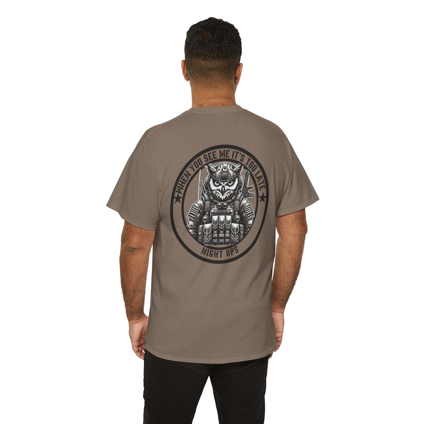 Tactical Owl Night Ops Shirt | Funny Military-Inspired Patriotic Tee | Night Vision Specialist Gift for Owl Lovers | Stealthy Animal Graphic