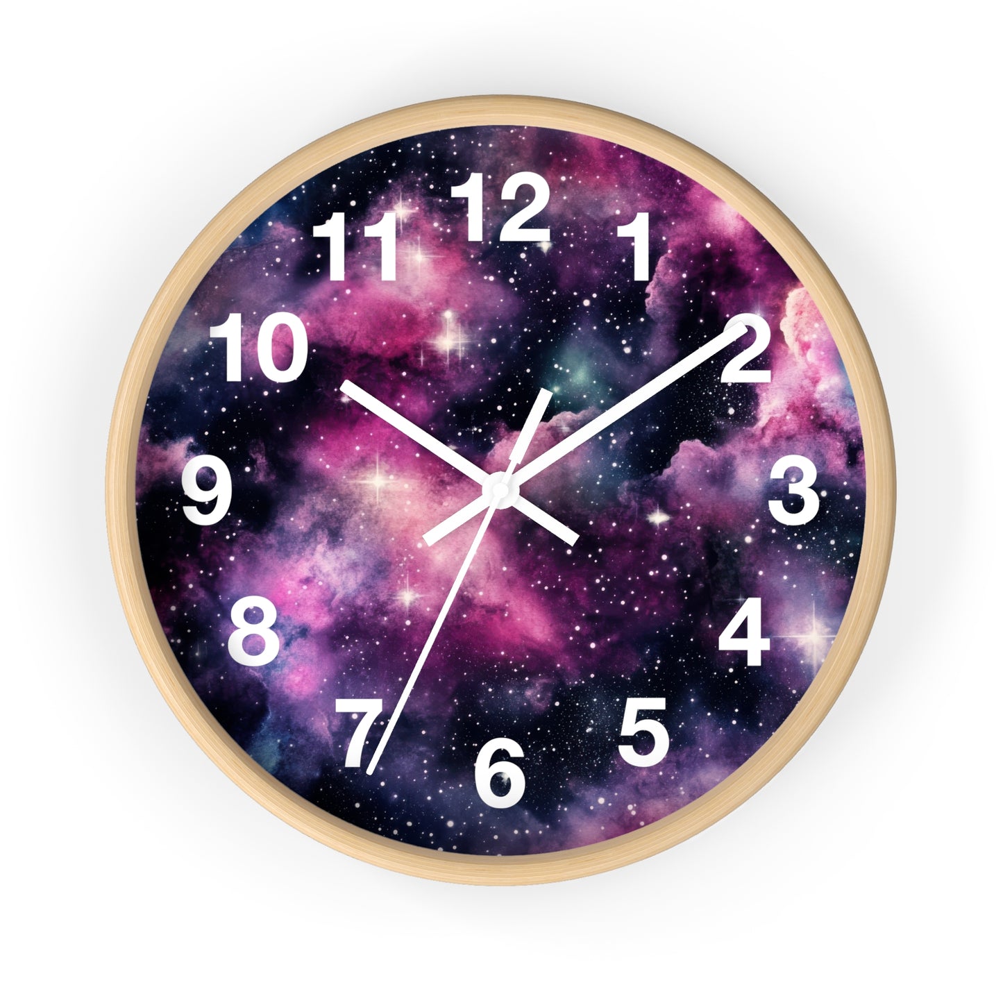 Pink Black Galaxy Wall Clock | Trippy Space Rave Decor | Battery Operated Unique Teen Girl Room Decoration Space Enthusiasts Rave Lovers