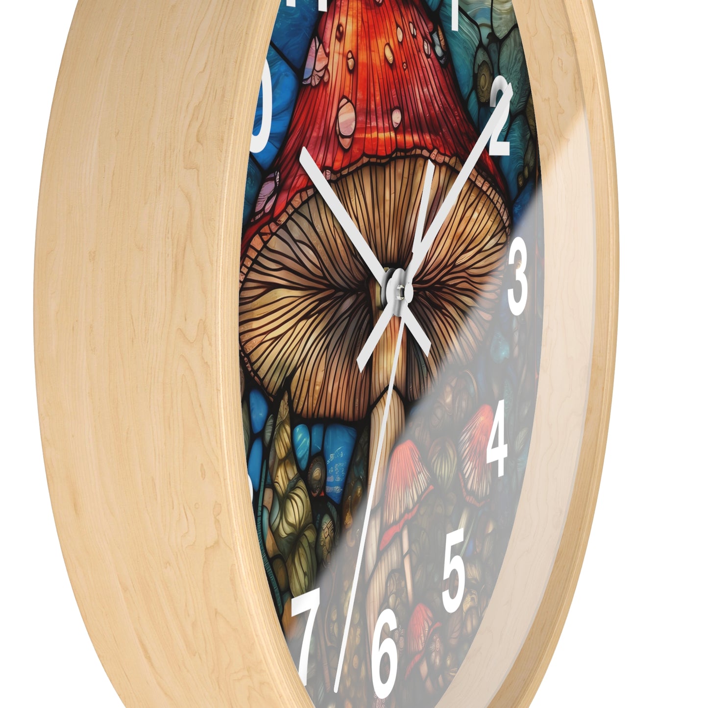 Stained Glass Mushroom Wall Clock | Psychedelic Shroom Decor | Trippy Stain Glass Garden Style | Battery Operated | Unique Rave Gift