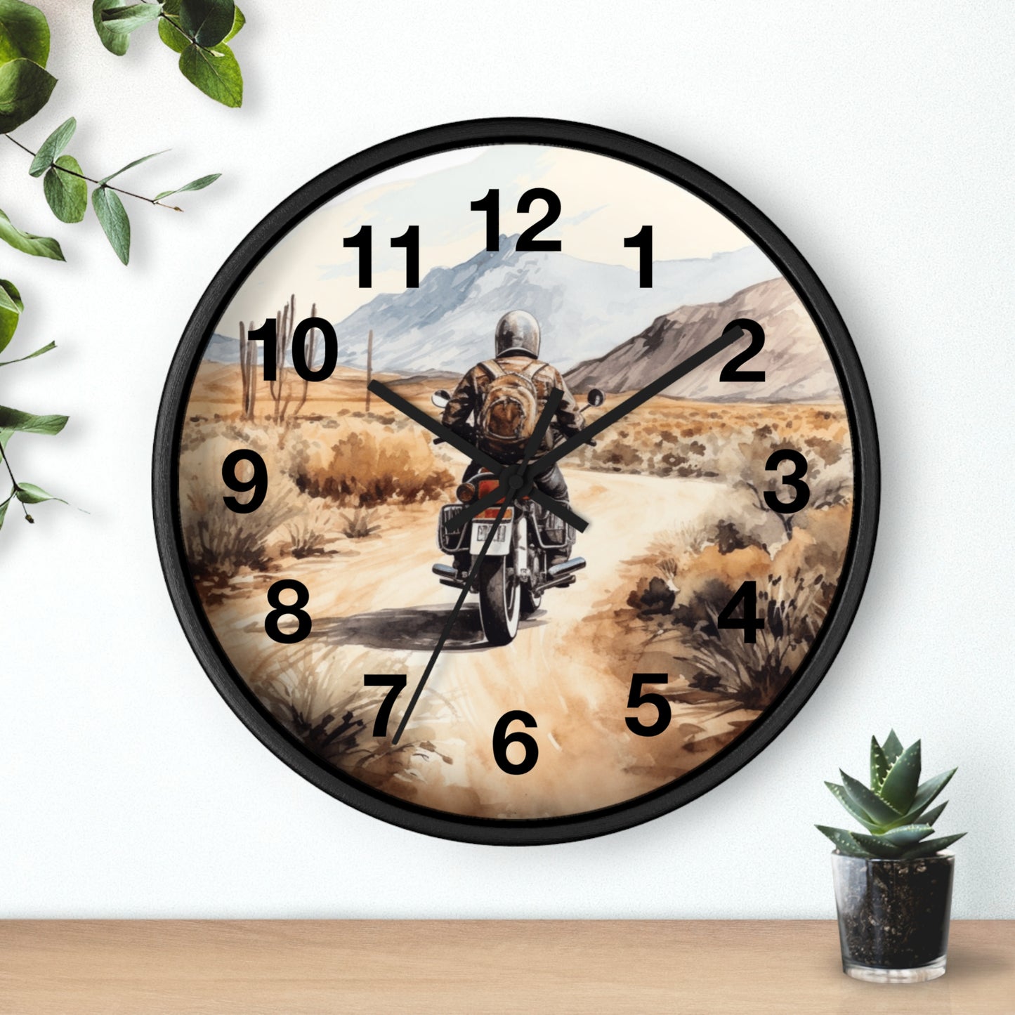 Desert Open Dirt Road Motorcycle Wall Clock | Scenic Biker Decor | Battery Operated | Unique Gift for Motorcycle Enthusiast Motorcycle Decor