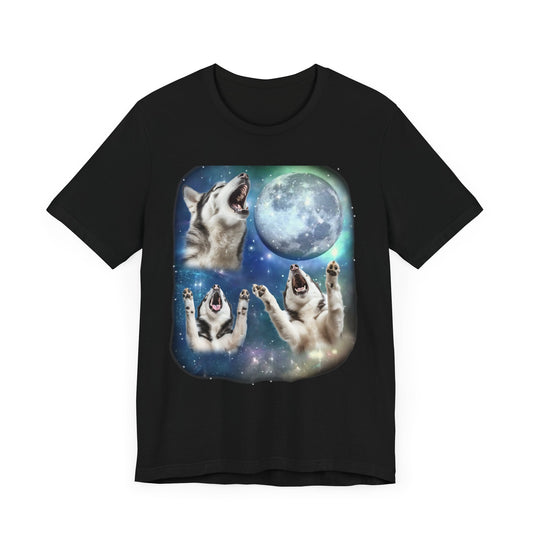 Siberian Husky Howling at the Moon Shirt Vintage 90s Inspired Dog Tee Funny Husky Lover Gift Retro Dog Vibes Humorous Siberian Husky Design