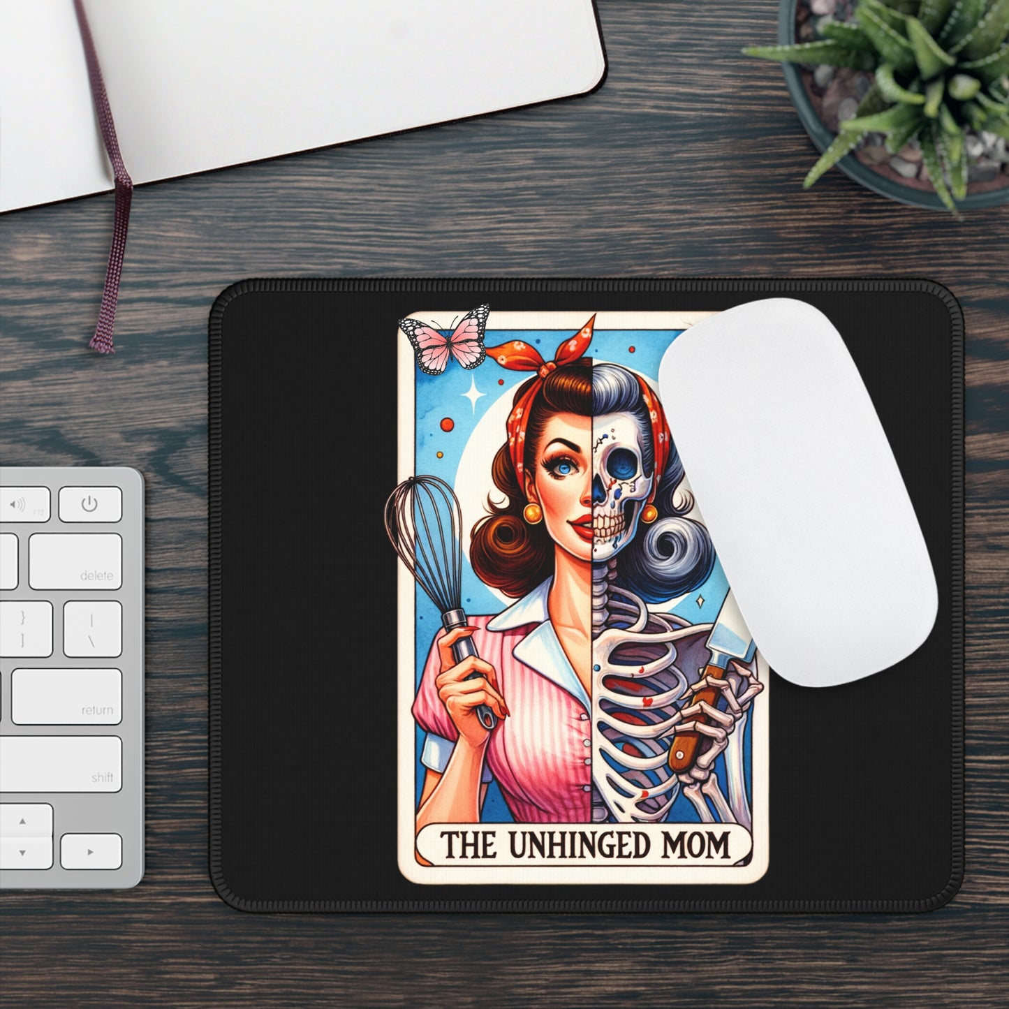 Unhinged Mom Tarot Card Non Slip Mouse Pad | Funny Office Desk Decor | Unique Gift for Moms Tarot-Inspired Desk Mat Hilarious Mom Accessory