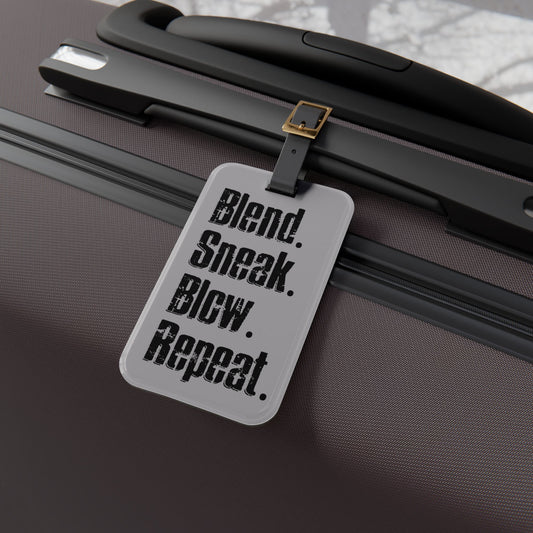 Blend Sneak Blow Repeat Luggage Tag | Tactical Prop Hunt-Inspired Baggage ID Bold Gamer Travel Accessory Whistle Warriors Military Inspired