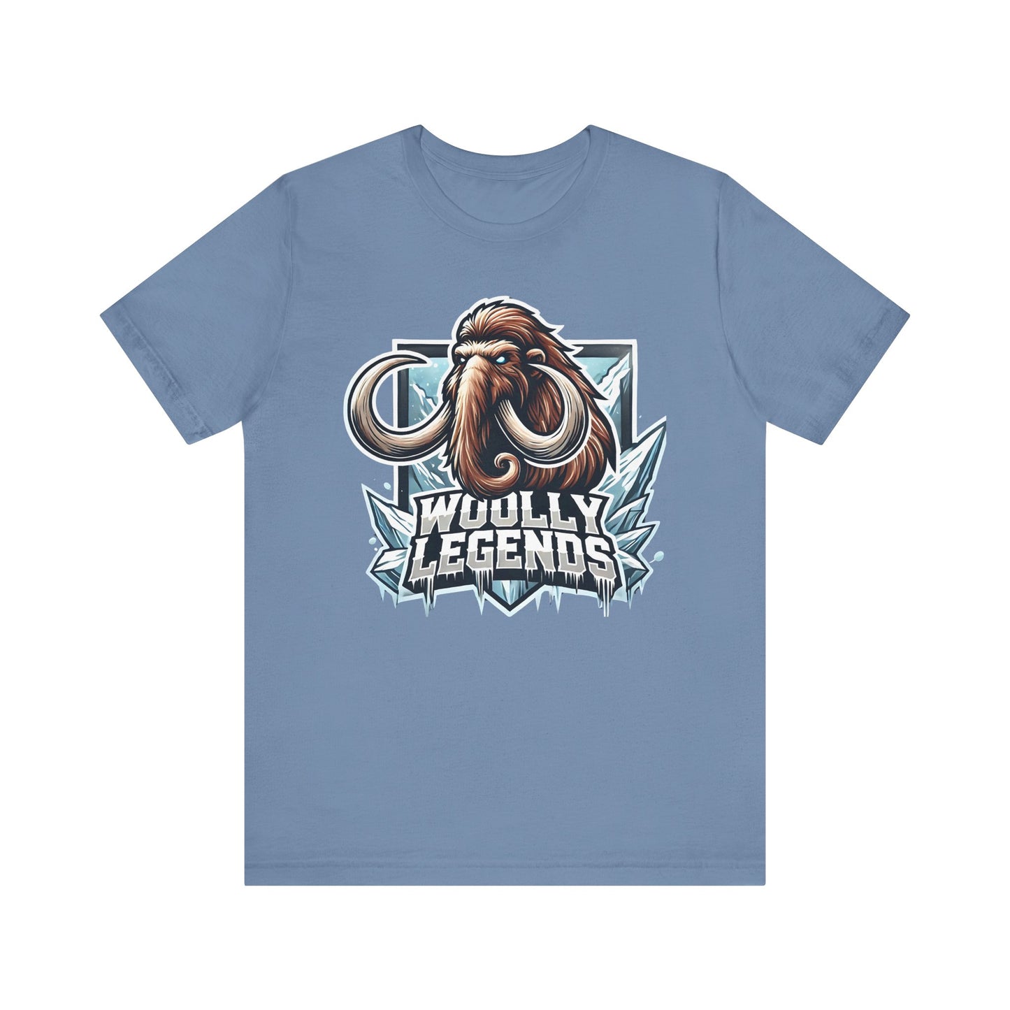 Woolly Legends Mammoth Shirt | Ice Age Warrior Design | Unique Gift Prehistoric Fans Gamers | Esports Jersey Style Graphic Tee Mammoth Lover