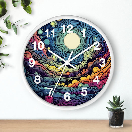 Abstract Colorful Wall Clock | Psychedelic Trippy Dorm Decor | Mind Melting Rave Art | Battery Operated | Unique College Room Gift