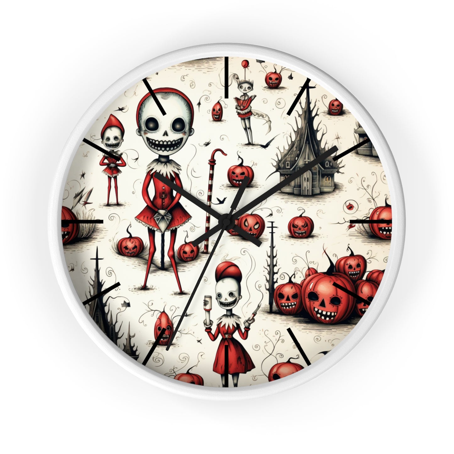 Scary Gothic Macabre Christmas Wall Clock | Dark Holiday Decor | Battery Operated | Unique Spooky Aesthetic | Perfect Gift for Gothic Lovers