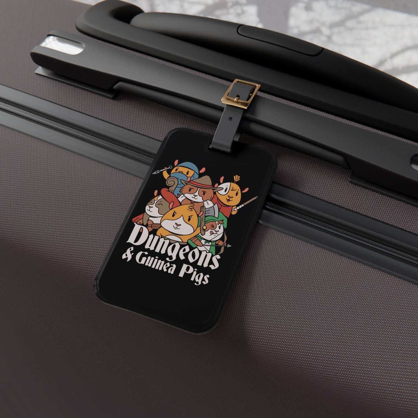 Dungeons and Guinea Pigs Luggage Tag Funny Guinea Pig Lover Baggage ID Nerdy Parody Travel Accessory Fantasy Roleplaying Gift Guinea Pig Fan