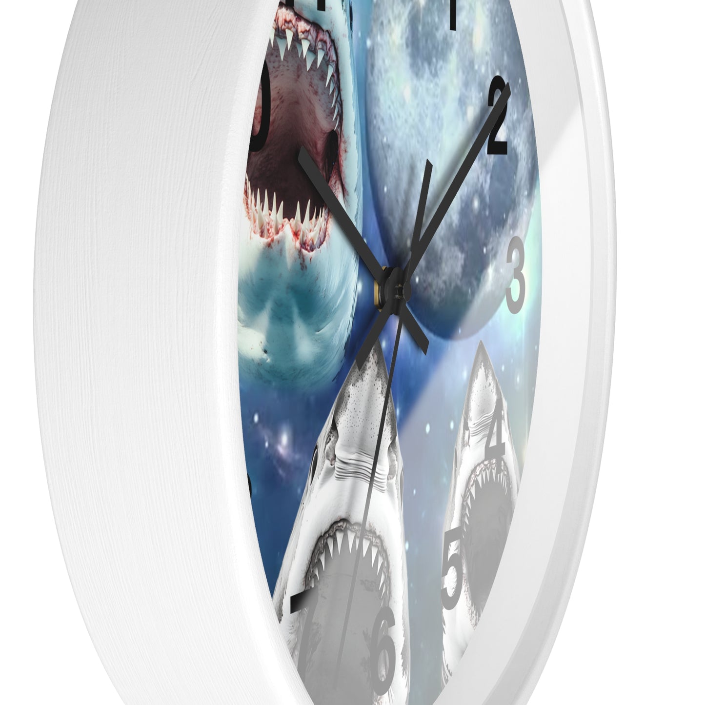 Sharks Howling at the Moon Wall Clock | Great White Shark Design | Battery Operated | Perfect Decor Shark Lovers Unique Ocean-Inspired Gift