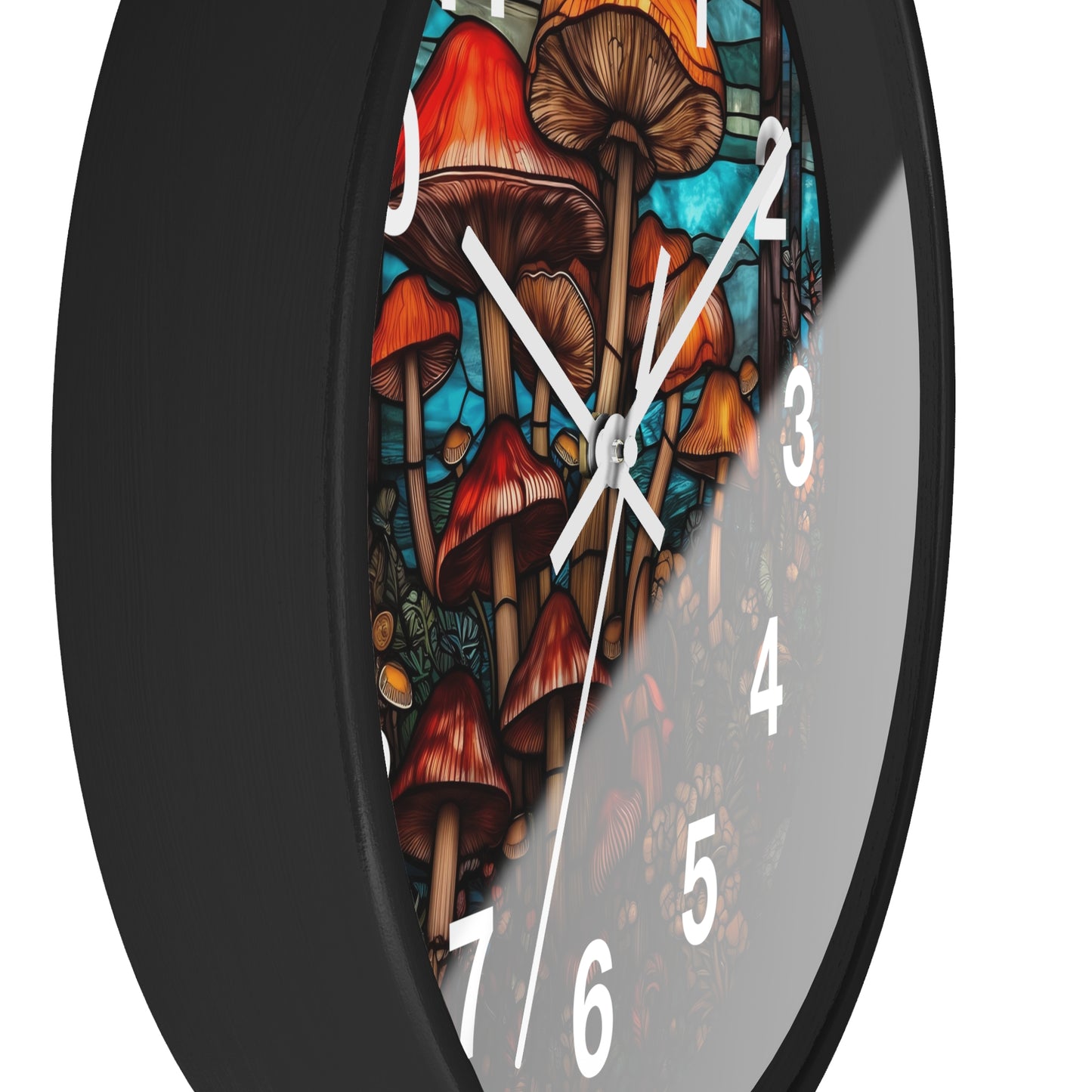 Stained Glass Mushroom Wall Clock | Trippy Rave Shroom Decor | Stain Glass Garden Aesthetic Battery Operated Unique Gift Psychedelic Lovers