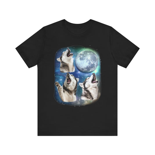 Alaskan Malamute Howling at the Moon Shirt | Vintage 90s-Inspired Dog Lover Tee | Funny Dog Shirt Malamute Gift | Retro Animal Lover Apparel