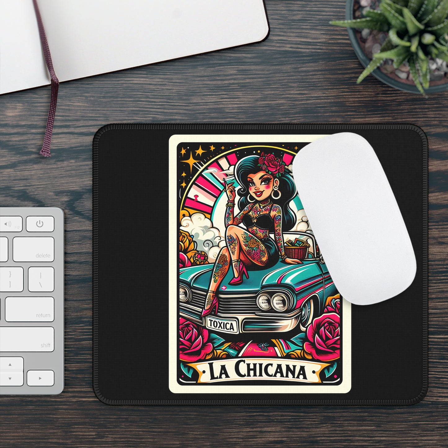 La Chicana Tarot Card Non Slip Mouse Pad Cultural Office Desk Decor Proud Latinas Tarot-Inspired Desk Mat Empowering Latina Desk Accessory