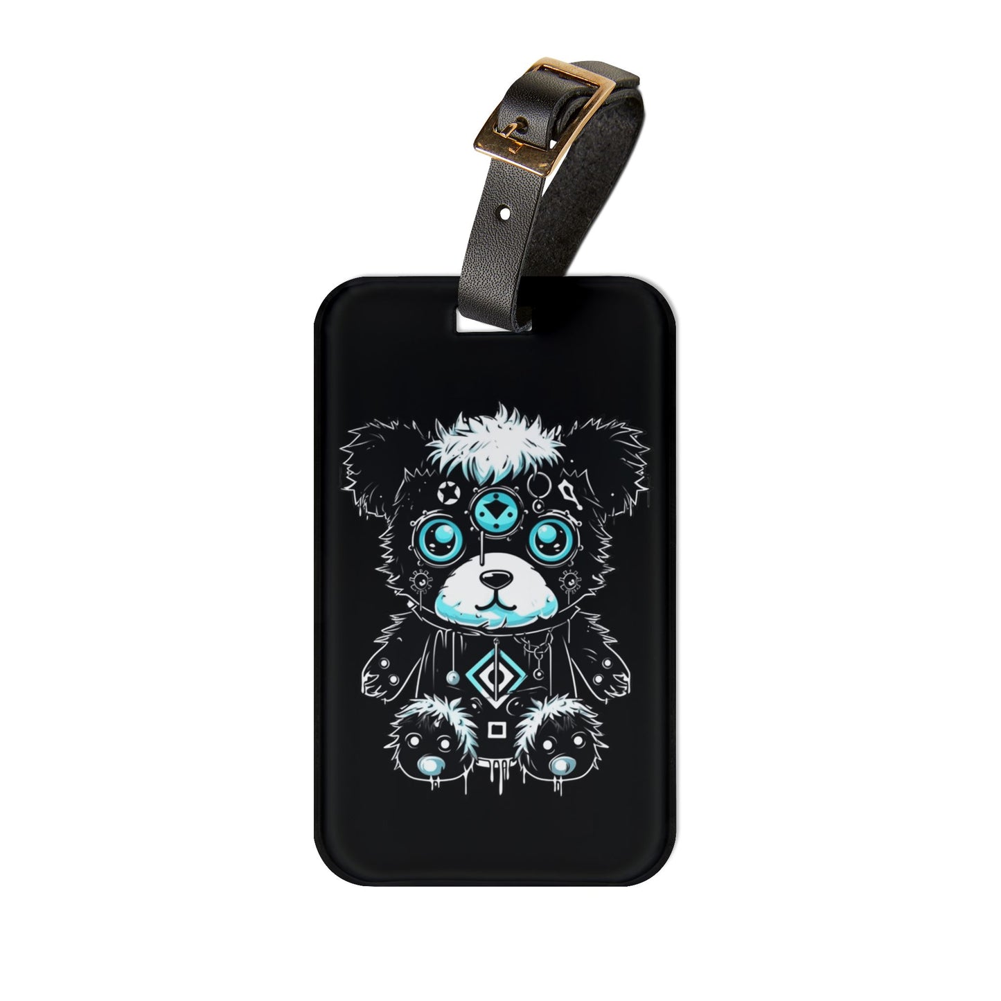 Emo Grunge Robot Machine Bear Luggage Tag | Edgy Streetwear Travel Accessory | Alternative Fashion Baggage ID | Goth Bear for Elder Emos