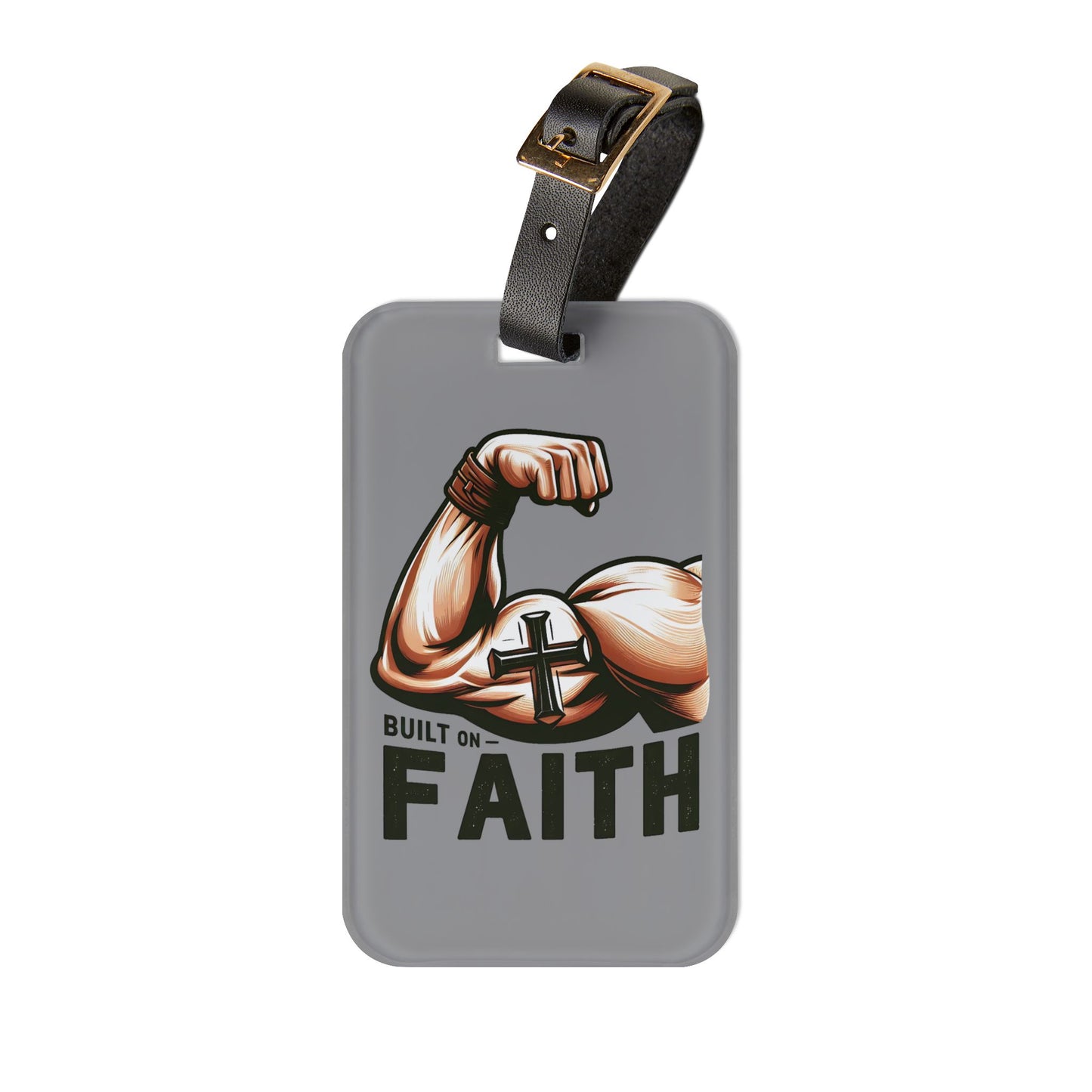 Built on Faith Jesus Luggage Tag | Christian Gym Baggage ID | Faith-Based Fitness Travel Accessory | Inspirational Workout Motivation Gift