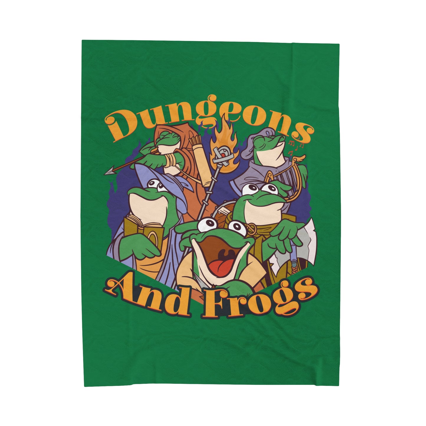 Dungeons and Frogs Velveteen Plush Throw Blanket | Funny Frog Lover Gift | Nerdy Parody Blanket | Fantasy Roleplaying Cozy Amphibian Decor