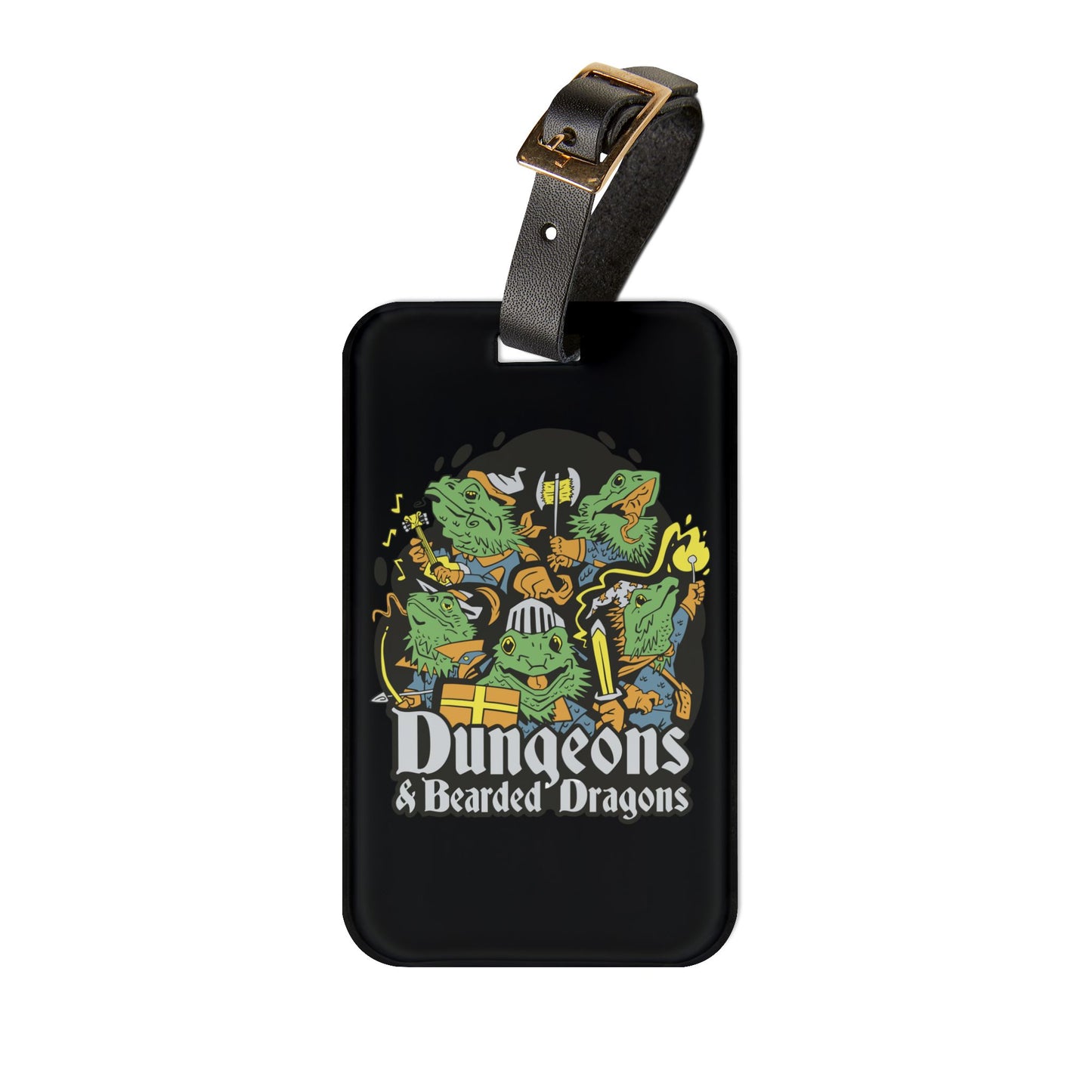 Dungeons and Bearded Dragons Luggage Tag | Funny Reptile Lover Baggage ID Nerdy Parody Travel Accessory Fantasy Roleplaying Gift Dragon Fans