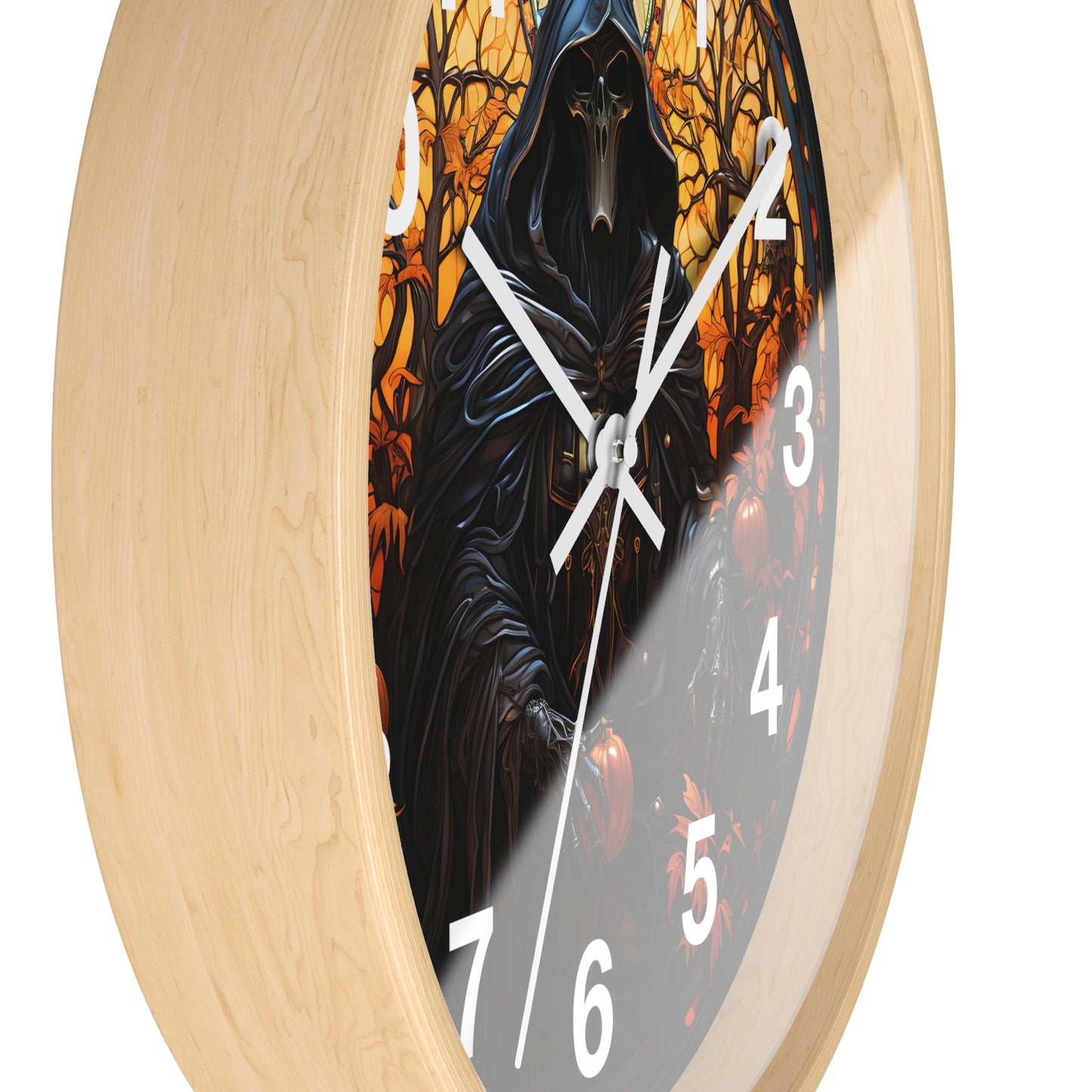 Stained Glass Halloween Death Eater Wall Clock | Gothic Dark Aesthetic Decor | Battery Operated Unique Spooky Accent Gothic Horror Fans Gift