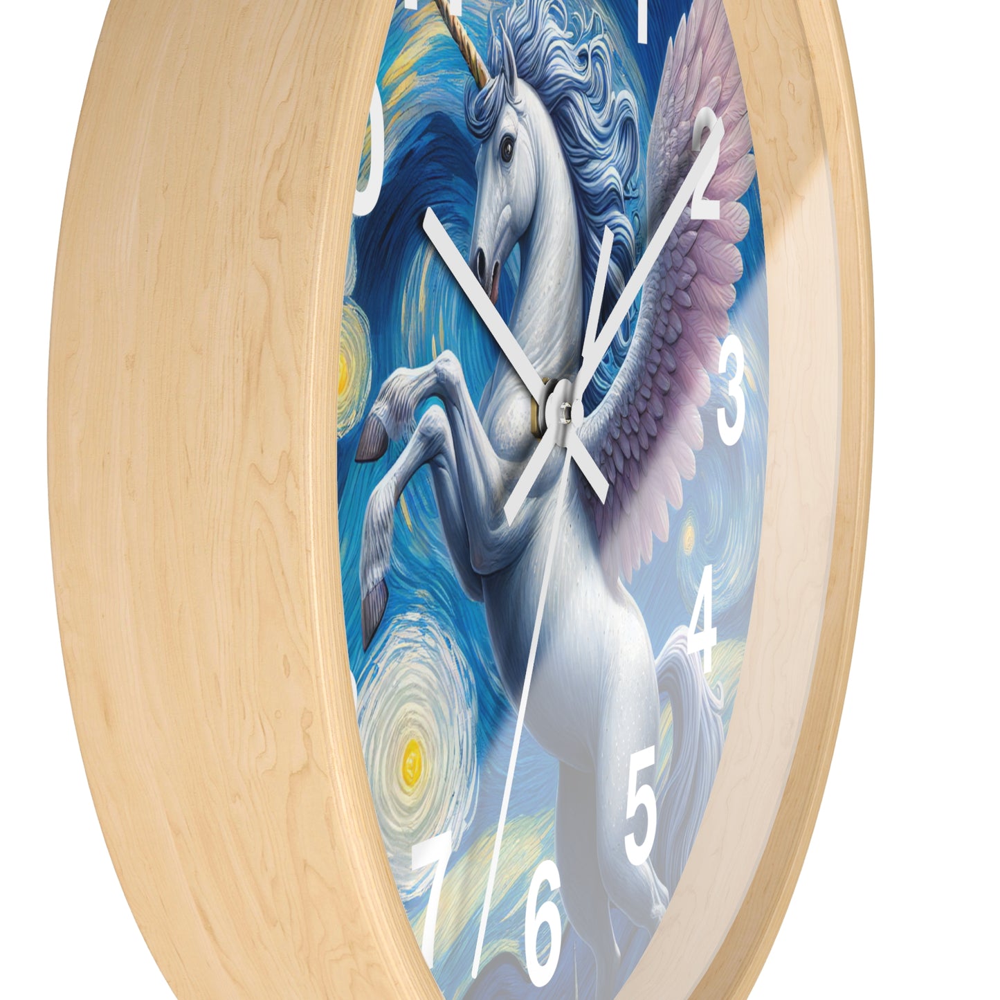 Magical White Unicorn Night Sky Wall Clock | Battery Operated | Starry Night-Inspired Art Perfect Gift Unicorn Lovers Enchanting Wall Decor