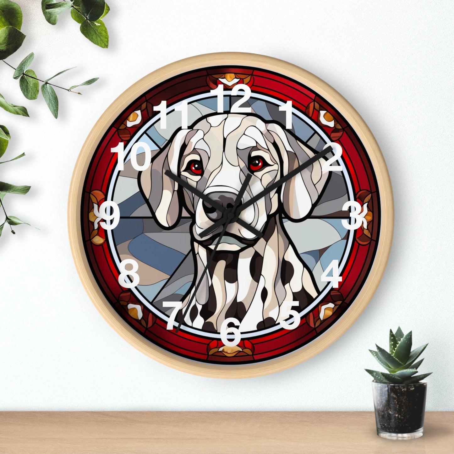 Dalmatian Dog Stained Glass Wall Clock | Battery Operated | Colorful Pet Lover Decor | Ideal Gift Dog Enthusiasts Unique Canine Home Accent