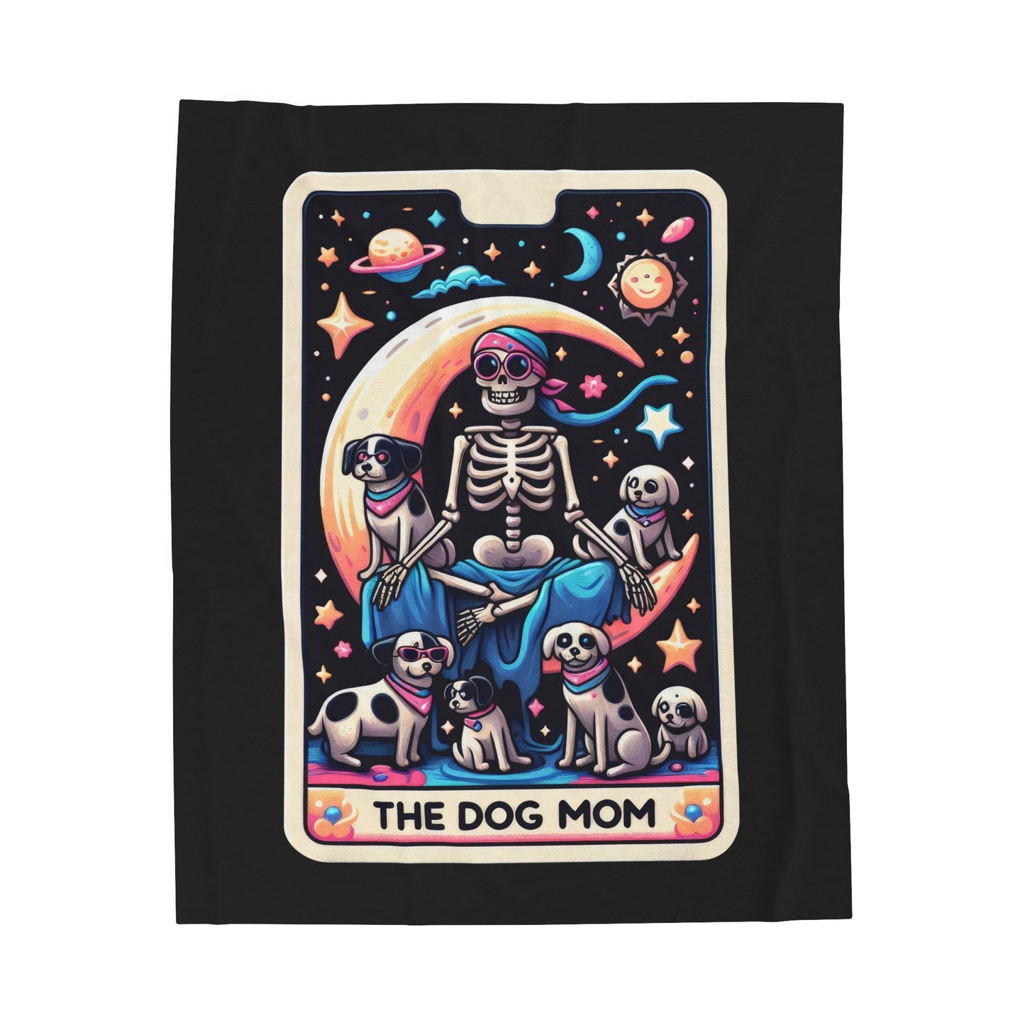 Dog Mom Tarot Card Velveteen Plush Throw Blanket | Pet Lover Gift Cozy Blanket for Dog Moms Tarot-Inspired Dog Lover Decor Cute Dog Blanket