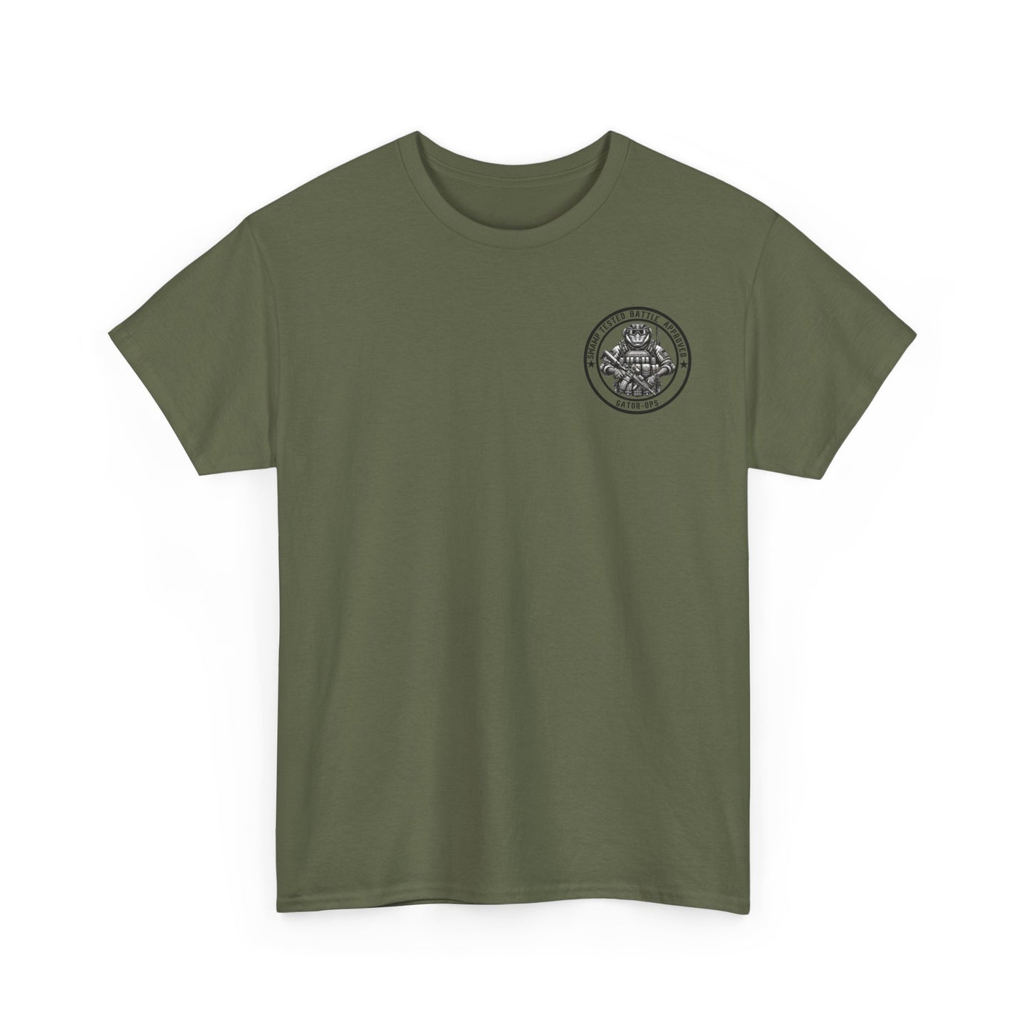 Swamp Tested Battle Approved Shirt | Tactical Alligator Tee Gator Ops Military-Inspired Patriotic Humor Funny Graphic Tactical Outdoor Fans