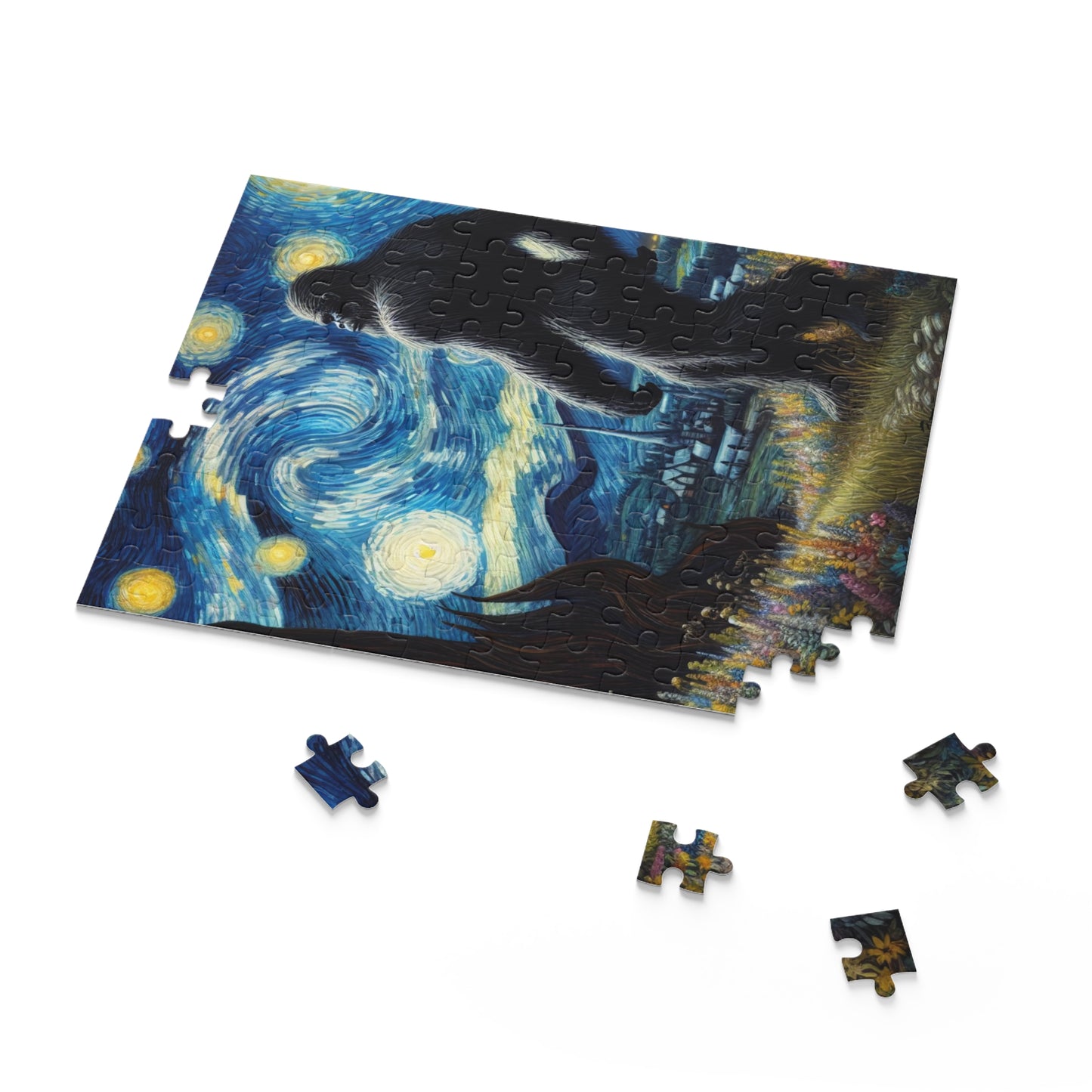 Bigfoot Night Sky Jigsaw Puzzle 120-500 Pieces | Starry Night Inspired Art | Humorous Sasquatch Decor for Quirky Bigfoot Lovers