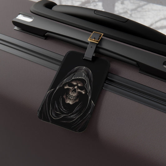 Grim Reaper Skull Luggage Tag | Gothic Death Aesthetic | Creepy Horror Travel Accessory | Dark Reaper Baggage ID for Sinister Style Lovers