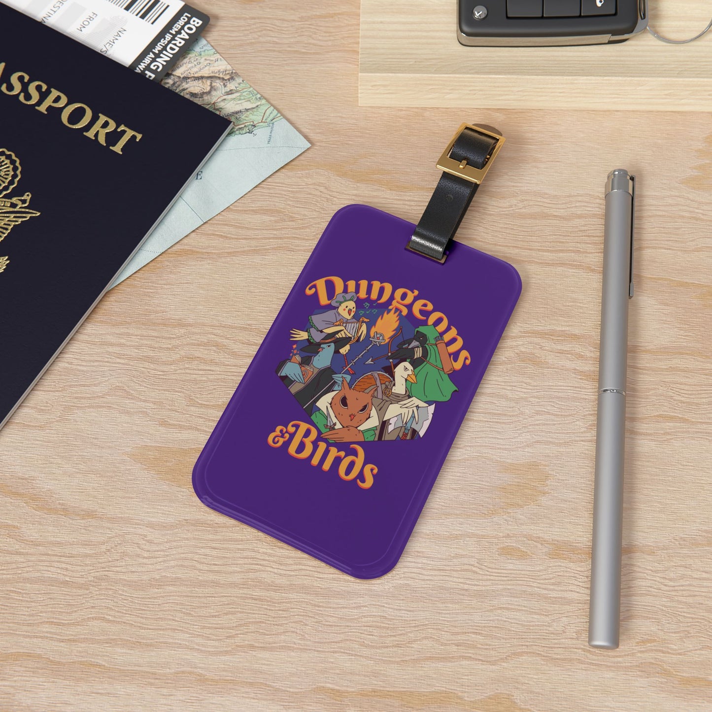 Dungeons and Birds Luggage Tag | Funny Bird Lover Baggage ID | Nerdy Parody Travel Accessory | Fantasy Roleplaying Gift for Avian Fans