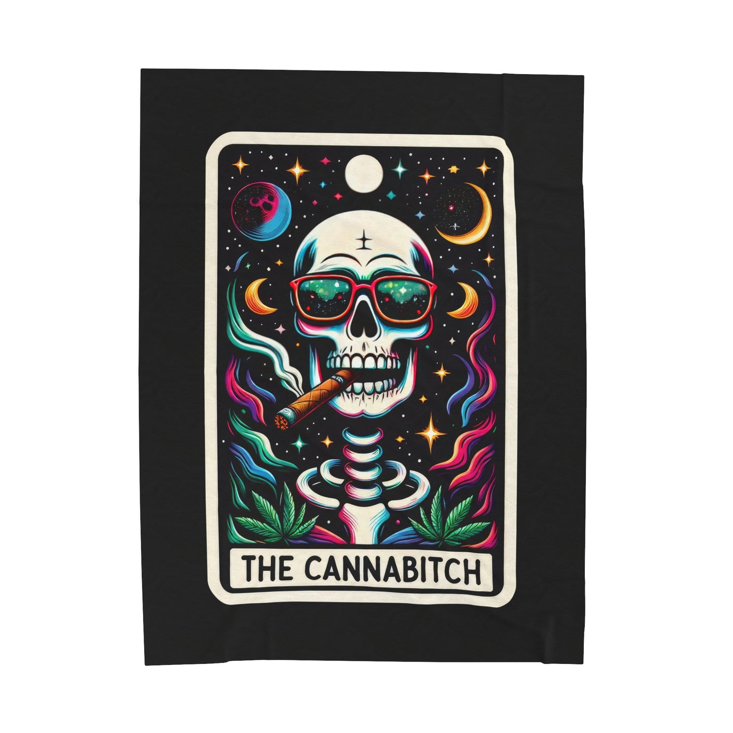 Cannabitch Tarot Card Velveteen Plush Blanket Stoner Throw Blanket Cannabis Lovers Funny Weed Themed Cozy Decor Gift Tarot-Inspired Blanket