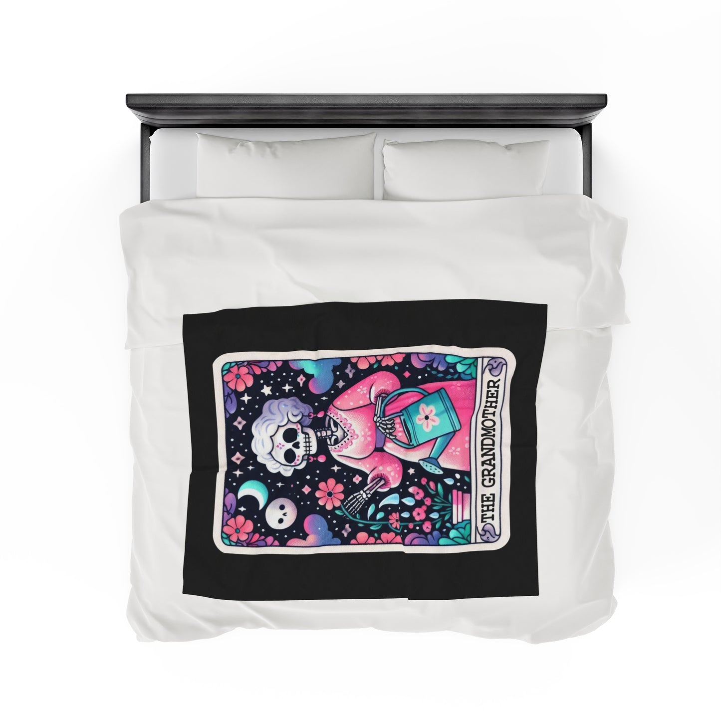 Grandmother Tarot Card Velveteen Plush Throw Blanket | Gift for Grandma | Tarot-Inspired Mother's Day Gift | Cozy Skeleton Blanket Grandmas