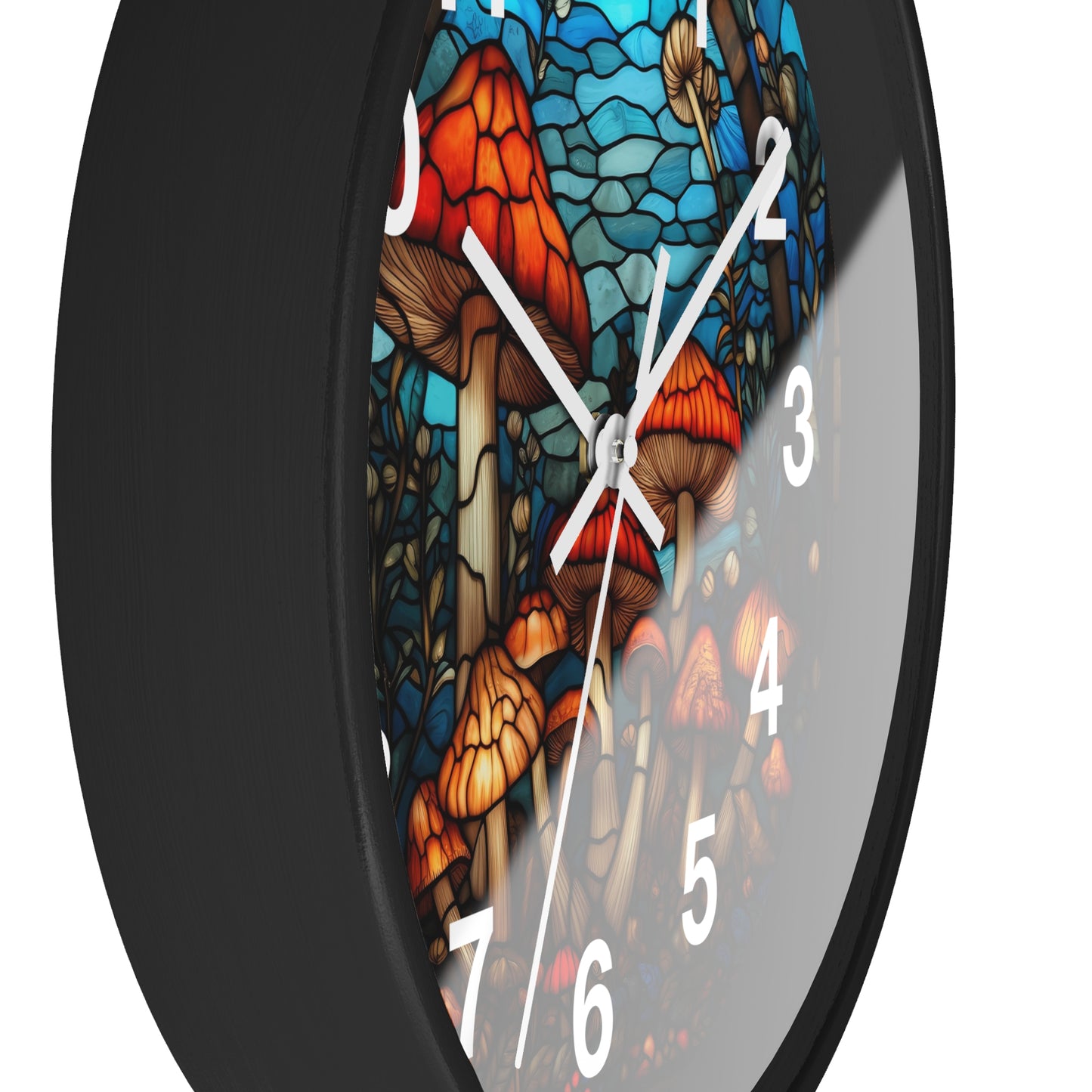 Stained Glass Mushroom Wall Clock | Trippy Shroom Garden Decor | Psychedelic Stain Glass Art | Battery Operated | Unique Gift for Ravers