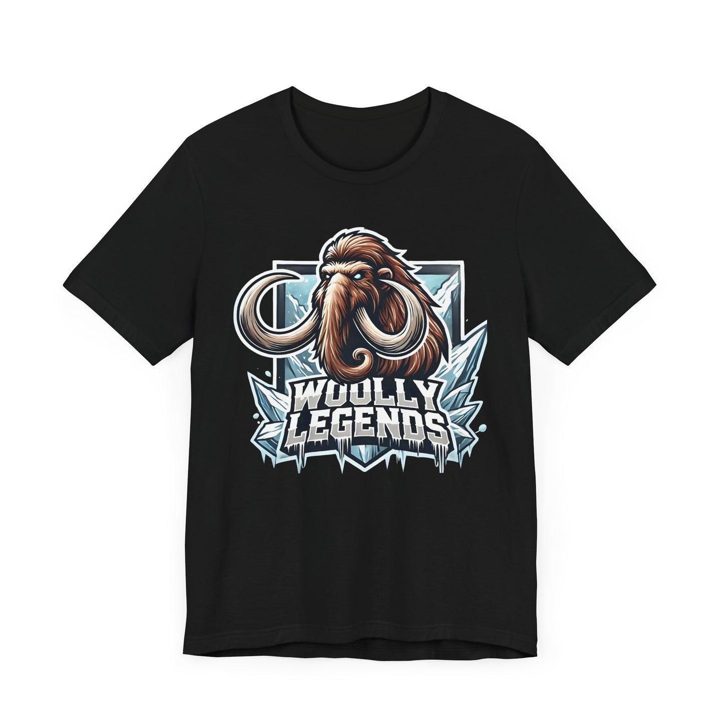 Woolly Legends Mammoth Shirt | Ice Age Warrior Design | Unique Gift Prehistoric Fans Gamers | Esports Jersey Style Graphic Tee Mammoth Lover