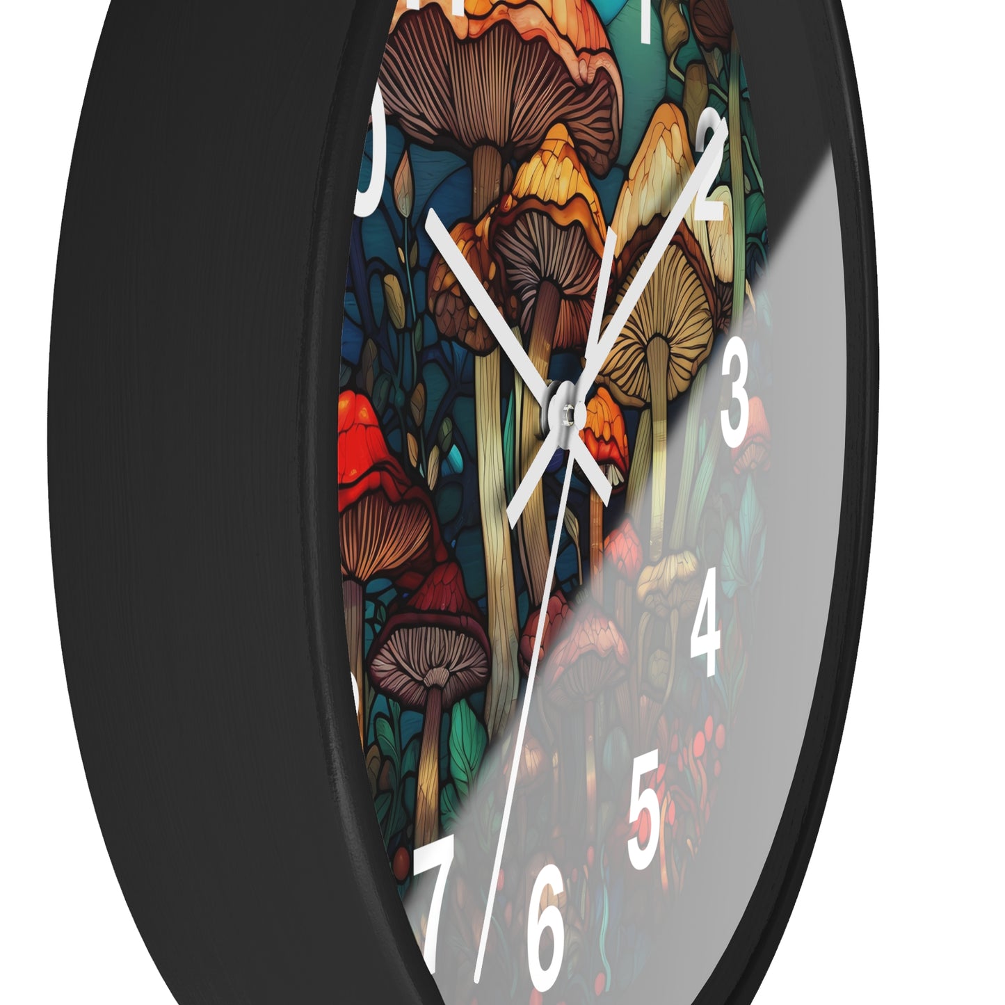 Stained Glass Mushroom Wall Clock | Psychedelic Rave Shroom Decor | Trippy Stain Glass Design | Battery Operated | Unique Garden Gift