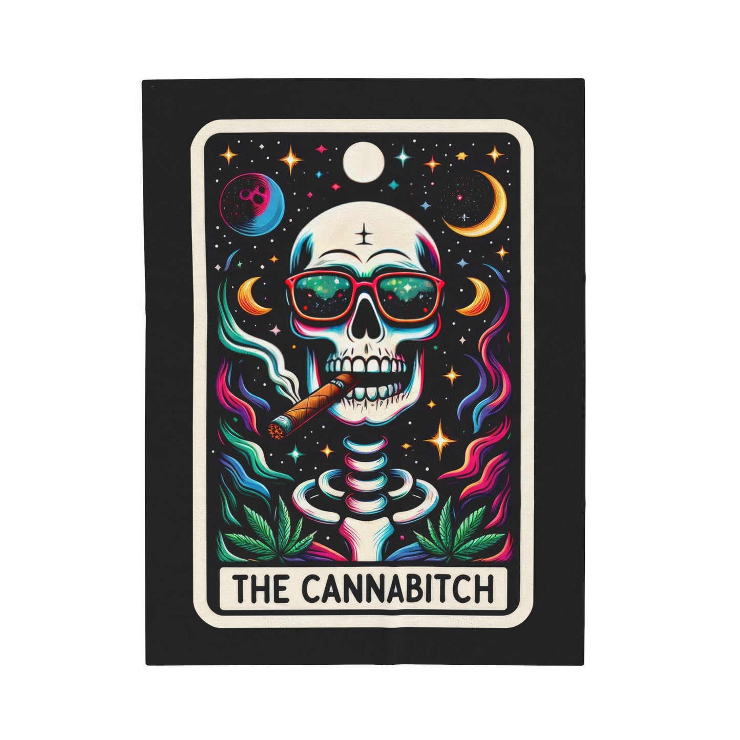 Cannabitch Tarot Card Velveteen Plush Blanket Stoner Throw Blanket Cannabis Lovers Funny Weed Themed Cozy Decor Gift Tarot-Inspired Blanket