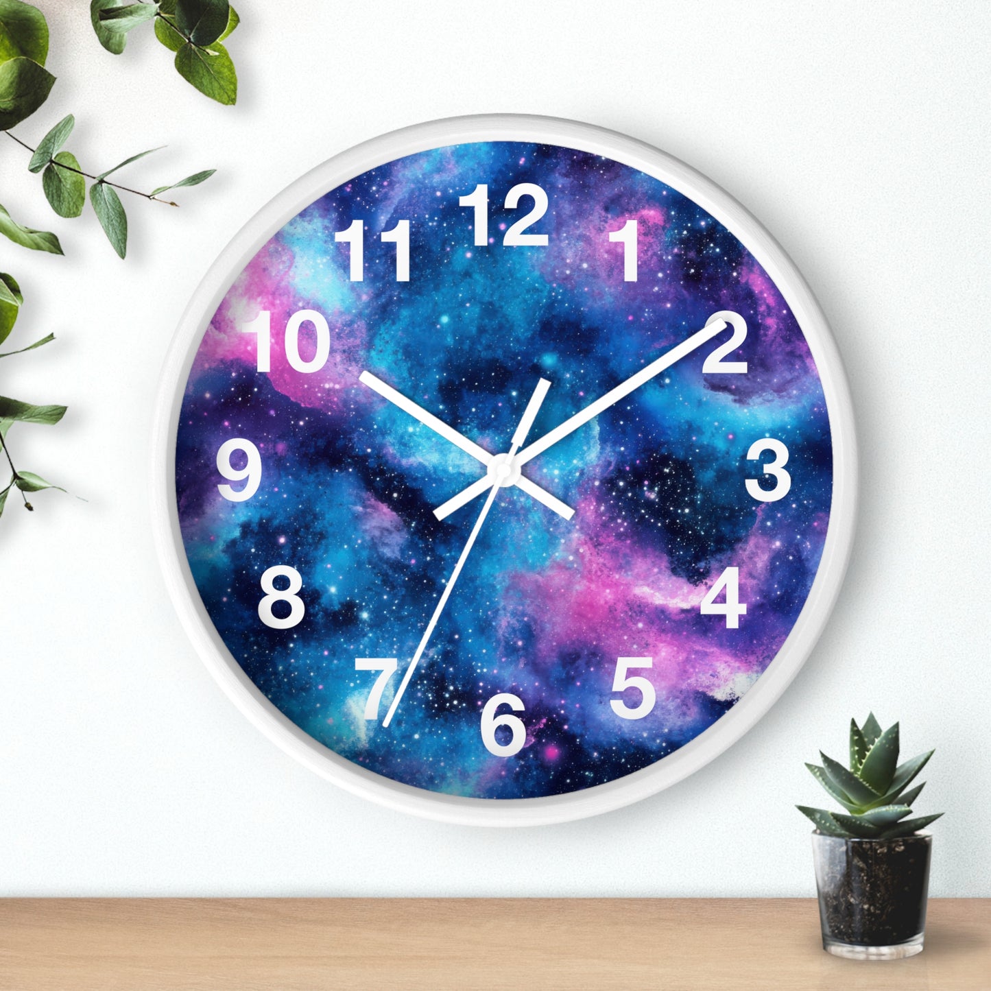 Blue Pink Trippy Space Wall Clock | Galaxy Rave Decor | Battery Operated | Unique Teen Girl Room Decoration | Perfect Rave Cosmic Enthusiast