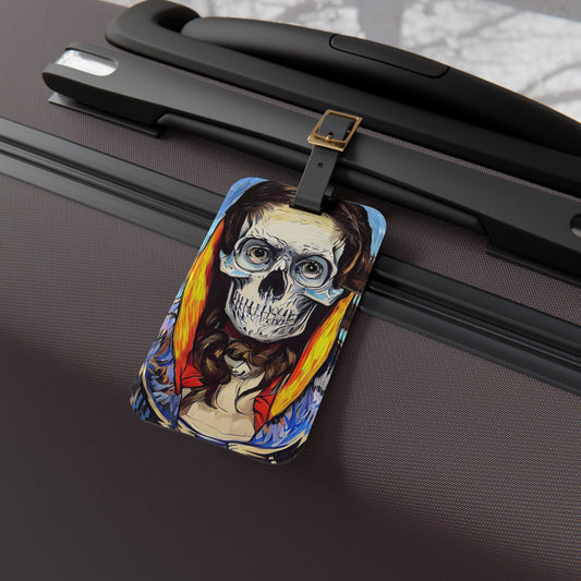 Skull Art Women Creepy Goth Luggage Tag | Death Skeleton Design | Perfect Baggage ID for Gothic Fashion Lovers | Unique Travel Accessory